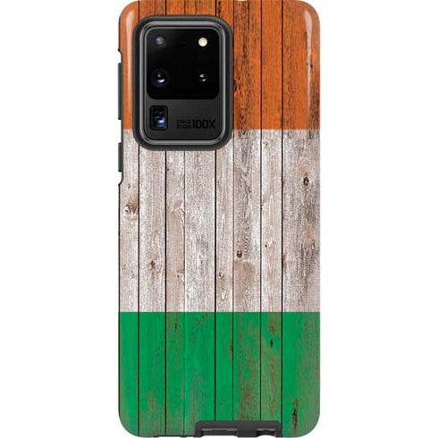 Ireland Flag Dark Wood Galaxy S20 Ultra 5G Pro Case